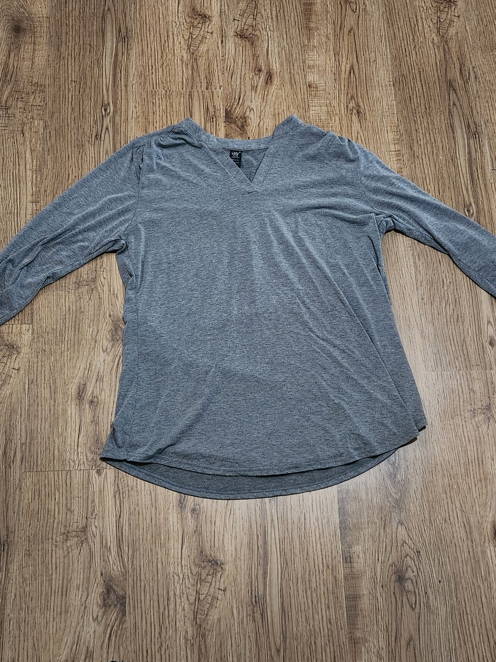 Casual Gray V-Neck Long-Sleeve Women's Top
